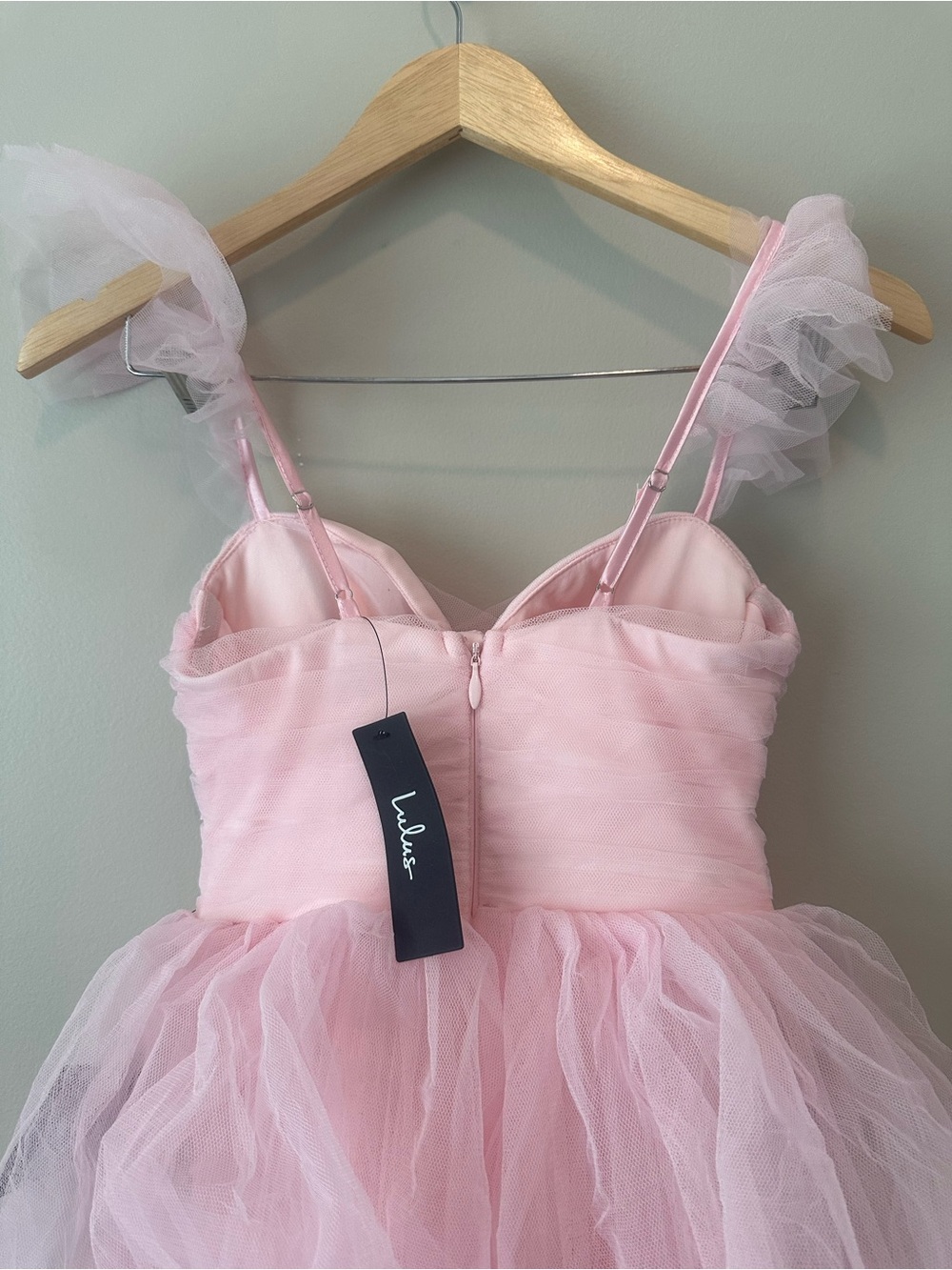 NWT! Lulus Fabulous Poise Light Pink Tulle Ruffled Tiered Maxi Dress. XXS - Picture 6 of 8
